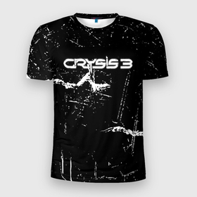 Мужская футболка 3D Slim с принтом Crysis 3 разрыв бумаги в Екатеринбурге, 100% полиэстер с улучшенными характеристиками | приталенный силуэт, круглая горловина, широкие плечи, сужается к линии бедра | 