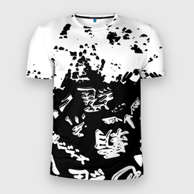 Мужская футболка 3D Slim с принтом Аниме логотипы краски в Новосибирске, 100% полиэстер с улучшенными характеристиками | приталенный силуэт, круглая горловина, широкие плечи, сужается к линии бедра | 
