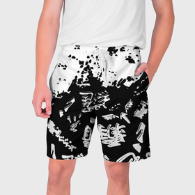 Мужские шорты 3D с принтом Аниме логотипы краски в Белгороде,  полиэстер 100% | прямой крой, два кармана без застежек по бокам. Мягкая трикотажная резинка на поясе, внутри которой широкие завязки. Длина чуть выше колен | 