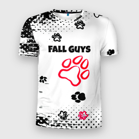 Мужская футболка 3D Slim с принтом Fall Guys kids game pattern в Екатеринбурге, 100% полиэстер с улучшенными характеристиками | приталенный силуэт, круглая горловина, широкие плечи, сужается к линии бедра | Тематика изображения на принте: 
