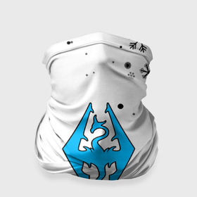 Бандана-труба 3D с принтом Skyrim logo winter в Петрозаводске, 100% полиэстер, ткань с особыми свойствами — Activecool | плотность 150‒180 г/м2; хорошо тянется, но сохраняет форму | Тематика изображения на принте: 