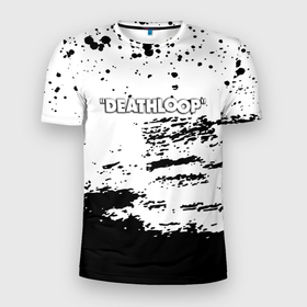 Мужская футболка 3D Slim с принтом Deathloop чёрные краски в Санкт-Петербурге, 100% полиэстер с улучшенными характеристиками | приталенный силуэт, круглая горловина, широкие плечи, сужается к линии бедра | 