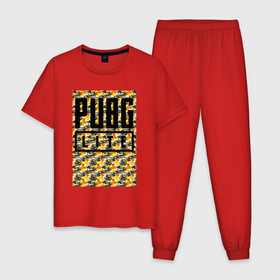 Мужская пижама хлопок с принтом Pabg  жёлтый милитари в Кировске, 100% хлопок | брюки и футболка прямого кроя, без карманов, на брюках мягкая резинка на поясе и по низу штанин
 | 