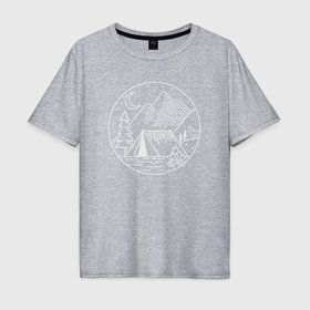 Мужская футболка хлопок Oversize с принтом Ночь в палатке в Курске, 100% хлопок | свободный крой, круглый ворот, “спинка” длиннее передней части | 