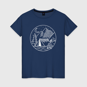 Женская футболка хлопок с принтом Ночь в палатке в Курске, 100% хлопок | прямой крой, круглый вырез горловины, длина до линии бедер, слегка спущенное плечо | 