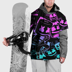 Накидка на куртку 3D с принтом Marshmello neon pattern в Санкт-Петербурге, 100% полиэстер |  | Тематика изображения на принте: 