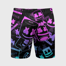 Мужские шорты спортивные с принтом Marshmello neon pattern ,  |  | Тематика изображения на принте: 