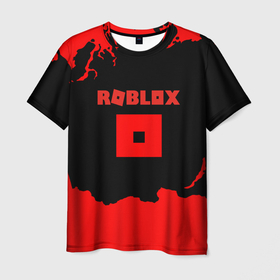 Мужская футболка 3D с принтом Roblox краски красные в Новосибирске, 100% полиэфир | прямой крой, круглый вырез горловины, длина до линии бедер | 