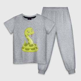 Детская пижама хлопок с принтом Милая мультяшная змея в Кировске, 100% хлопок |  брюки и футболка прямого кроя, без карманов, на брюках мягкая резинка на поясе и по низу штанин
 | 