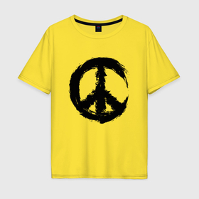 Мужская футболка хлопок Oversize с принтом Знак мира пацифик крест в Кировске, 100% хлопок | свободный крой, круглый ворот, “спинка” длиннее передней части | 