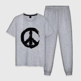 Мужская пижама хлопок с принтом Знак мира пацифик крест в Тюмени, 100% хлопок | брюки и футболка прямого кроя, без карманов, на брюках мягкая резинка на поясе и по низу штанин
 | 