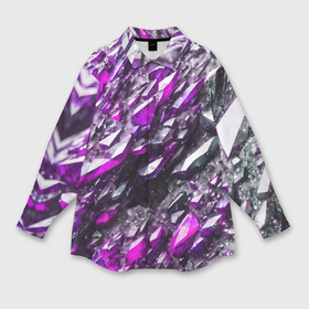 Мужская рубашка oversize 3D с принтом Розовые драгоценные кристаллы в Белгороде,  |  | 
