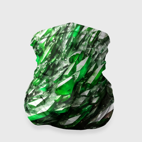 Бандана-труба 3D с принтом Зелёные драгоценные кристаллы в Новосибирске, 100% полиэстер, ткань с особыми свойствами — Activecool | плотность 150‒180 г/м2; хорошо тянется, но сохраняет форму | 
