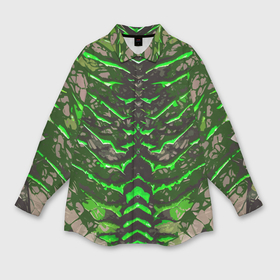 Мужская рубашка oversize 3D с принтом Зелёные полосы и камень в Кировске,  |  | 