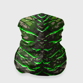 Бандана-труба 3D с принтом Зелёные полосы и камень в Кировске, 100% полиэстер, ткань с особыми свойствами — Activecool | плотность 150‒180 г/м2; хорошо тянется, но сохраняет форму | 