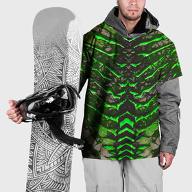 Накидка на куртку 3D с принтом Зелёные полосы и камень в Кировске, 100% полиэстер |  | 