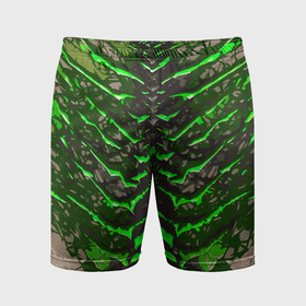 Мужские шорты спортивные с принтом Зелёные полосы и камень в Кировске,  |  | 