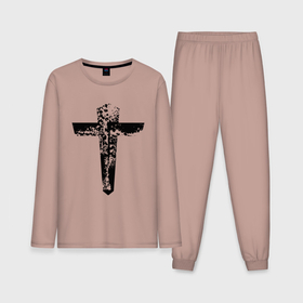 Мужская пижама с лонгсливом хлопок с принтом Крест фактурный в Тюмени,  |  | 