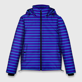 Мужская зимняя куртка 3D с принтом Неоновые линии циан на темно синем в Екатеринбурге, верх — 100% полиэстер; подкладка — 100% полиэстер; утеплитель — 100% полиэстер | длина ниже бедра, свободный силуэт Оверсайз. Есть воротник-стойка, отстегивающийся капюшон и ветрозащитная планка. 

Боковые карманы с листочкой на кнопках и внутренний карман на молнии. | 