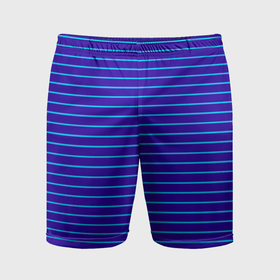 Мужские шорты спортивные с принтом Неоновые линии циан на темно синем в Курске,  |  | Тематика изображения на принте: 