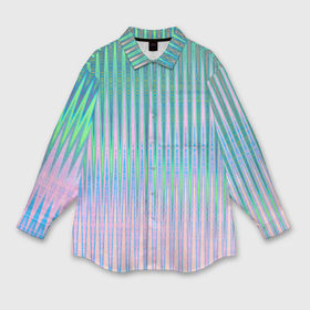 Мужская рубашка oversize 3D с принтом Голографический эффект светлых тонов полос в Санкт-Петербурге,  |  | 