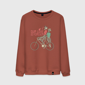 Мужской свитшот хлопок с принтом Влюбленные скелетики на велосипеде , 100% хлопок |  | Тематика изображения на принте: 