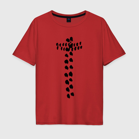 Мужская футболка хлопок Oversize с принтом Крест леопардовый пятнистый в Екатеринбурге, 100% хлопок | свободный крой, круглый ворот, “спинка” длиннее передней части | 