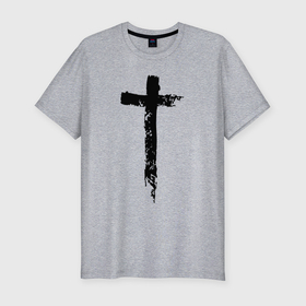 Мужская футболка хлопок Slim с принтом Крест простой графика в Тюмени, 92% хлопок, 8% лайкра | приталенный силуэт, круглый вырез ворота, длина до линии бедра, короткий рукав | 