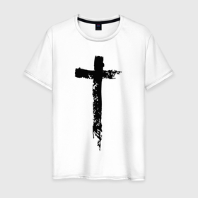 Мужская футболка хлопок с принтом Крест простой графика в Тюмени, 100% хлопок | прямой крой, круглый вырез горловины, длина до линии бедер, слегка спущенное плечо. | 