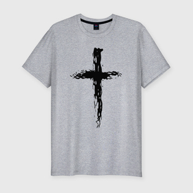 Мужская футболка хлопок Slim с принтом Крест волнистый графика в Тюмени, 92% хлопок, 8% лайкра | приталенный силуэт, круглый вырез ворота, длина до линии бедра, короткий рукав | 