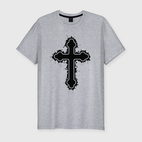 Мужская футболка хлопок Slim с принтом Крест православный христианский в Санкт-Петербурге, 92% хлопок, 8% лайкра | приталенный силуэт, круглый вырез ворота, длина до линии бедра, короткий рукав | 
