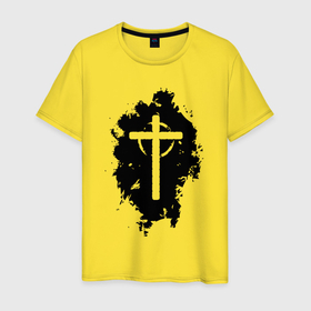 Мужская футболка хлопок с принтом Крест католический графика в Тюмени, 100% хлопок | прямой крой, круглый вырез горловины, длина до линии бедер, слегка спущенное плечо. | 