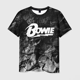 Мужская футболка 3D с принтом David Bowie black graphite в Курске, 100% полиэфир | прямой крой, круглый вырез горловины, длина до линии бедер | 
