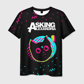 Мужская футболка 3D с принтом Asking Alexandria   rock star cat в Белгороде, 100% полиэфир | прямой крой, круглый вырез горловины, длина до линии бедер | 