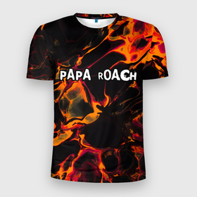 Мужская футболка 3D Slim с принтом Papa Roach red lava в Петрозаводске, 100% полиэстер с улучшенными характеристиками | приталенный силуэт, круглая горловина, широкие плечи, сужается к линии бедра | 