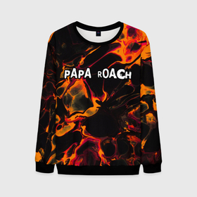 Мужской свитшот 3D с принтом Papa Roach red lava в Петрозаводске, 100% полиэстер с мягким внутренним слоем | круглый вырез горловины, мягкая резинка на манжетах и поясе, свободная посадка по фигуре | Тематика изображения на принте: 