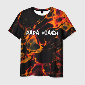 Мужская футболка 3D с принтом Papa Roach red lava в Курске, 100% полиэфир | прямой крой, круглый вырез горловины, длина до линии бедер | 
