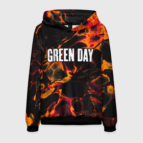 Мужская толстовка 3D с принтом Green Day red lava в Кировске, 100% полиэстер | двухслойный капюшон со шнурком для регулировки, мягкие манжеты на рукавах и по низу толстовки, спереди карман-кенгуру с мягким внутренним слоем. | 