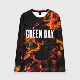 Мужской лонгслив 3D с принтом Green Day red lava в Кировске, 100% полиэстер | длинные рукава, круглый вырез горловины, полуприлегающий силуэт | 