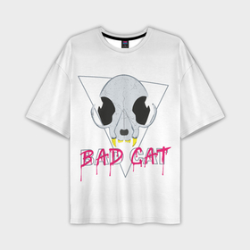 Мужская футболка oversize 3D с принтом Череп в стиле bad cat в Новосибирске,  |  | Тематика изображения на принте: 