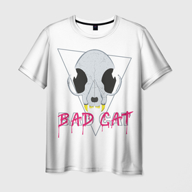 Мужская футболка 3D с принтом Череп в стиле bad cat в Тюмени, 100% полиэфир | прямой крой, круглый вырез горловины, длина до линии бедер | 