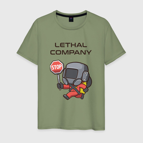 Мужская футболка хлопок с принтом С лутом на корабль Lethal company в Курске, 100% хлопок | прямой крой, круглый вырез горловины, длина до линии бедер, слегка спущенное плечо. | 