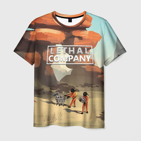 Мужская футболка 3D с принтом Компания будет довольна Lethal company в Кировске, 100% полиэфир | прямой крой, круглый вырез горловины, длина до линии бедер | 