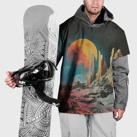 Накидка на куртку 3D с принтом Ретро космический пейзаж , 100% полиэстер |  | Тематика изображения на принте: 