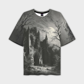 Мужская футболка oversize 3D с принтом Разрушенная крепость в Курске,  |  | 