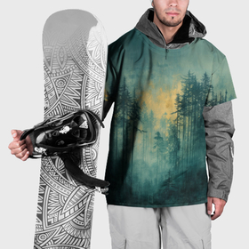 Накидка на куртку 3D с принтом Высокие сосны , 100% полиэстер |  | 