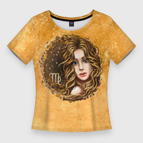 Женская футболка 3D Slim с принтом Знак зодиака дева в цвете в Петрозаводске,  |  | Тематика изображения на принте: 
