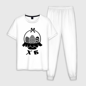 Мужская пижама хлопок с принтом ХВ пасхальные яйца в корзинке в Курске, 100% хлопок | брюки и футболка прямого кроя, без карманов, на брюках мягкая резинка на поясе и по низу штанин
 | 