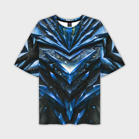 Мужская футболка oversize 3D с принтом Синие драгоценные кристаллы в Петрозаводске,  |  | 