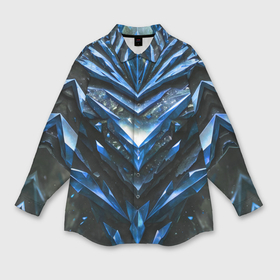 Мужская рубашка oversize 3D с принтом Синие драгоценные кристаллы в Петрозаводске,  |  | 
